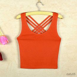 Tank Top Girls Shoulder Straps Tank Tops Crop Teens Underwear Children Vest Kids Navel Sleeveless Pure Gymnastics Fitness Cotton Clothes R230817