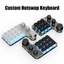 Keyboards Programming Macro Custom Knob Keyboard RGB 3 Key Copy Paste Mini Button Poshop Gaming Keypad Mechanical swap Macropad 230817