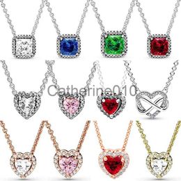 Pendant Necklaces Multicolor SparklTimeless Elegance Elevated Heart Collier 925 SterlSilver Necklace For Europe Bead Charm DIY Jewellery J230817