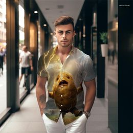 Men's Casual Shirts Personalised Creative Potato 3D Printing Short Sleeve Shirt Harajuku Summer High Quality Fashion Button