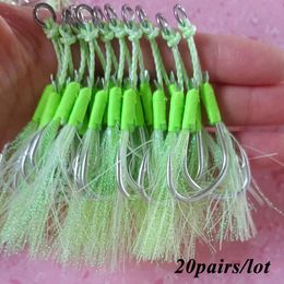 Fishing Hooks 20 Pairs/bag Double Barbed Assist Hooks High Carbon Steel Fishing Lure Accessories Slow Jigging Hooks Glow Jig Lure Hooks pesca 230816