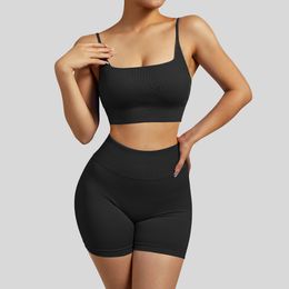 Yoga Outfits OMKAGI 2 Pcs Yoga Set Seamless Gym Short Sportswear Outfits Workout Fitness Gym Clothing Sports Suit for Fitness Ribbed Leggings 230817