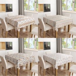 Table Cloth Bohemian Triangle Rhombus Combination Flax Tablecloth Dustproof Cover Heat Resistant Kitchen Dining Room Multiple Sizes
