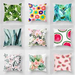 Pillow Case 45x45cm Green Plant Cover Living Room Sofa Office Cushion Cover Watermelon Flower Cover Car Home Decoration HKD230817