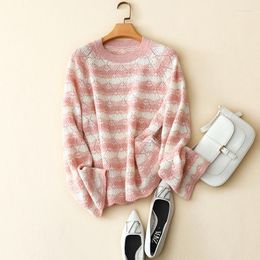 Women's Sweaters Cashmere Pullovers Women Loose Styles Fashion Knit Casual Striped Autumn Winter Ladies Jumper