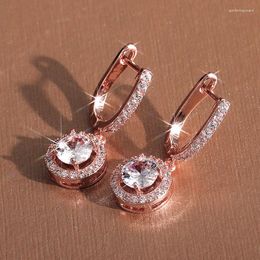 Dangle Earrings Huitan Brilliant Women Round Cubic Zirconia Versatile Gorgeous Female Accessories Wedding Bands Fashion Jewellery