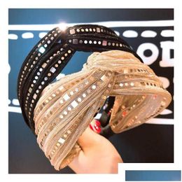 Hair Accessories Vintage Sequin Women Sticks Fashion Lace Girls Headband Designer For Head Bands Drop Delivery Baby Kids Maternity Otykd