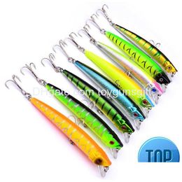 Baits Lures 1 Pcs 9.5Cm 8G Lifelike Floating Japan Hard Bait Minnow Fishing Lure Tight Wobbler Jerkfish Treble Hooks Plastic Isca Fi Dhmay