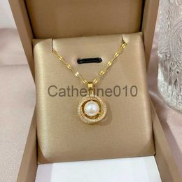 Pendant Necklaces Bohemian Creative Cross Zircon Pearl Pendant Necklace Engagement Necklaces for Women WeddJewelry Birthday Anniversary Gift J230817