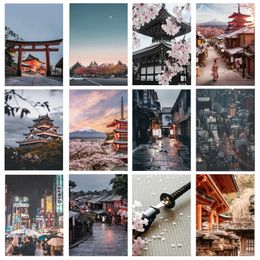 Japanese Mount Fuji Landscape Posters and Prints Cherry Blossoms Nagoya Street Canvas Painting Wall Art Living Room Home Decor No Frame Wo6