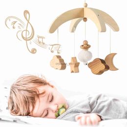 Baby Bed Bell Rattles Crib Mobiles Toy Wooden Rotating Music Rattle For Decor Children Room Hanging Decorations Educational Toys HKD230817