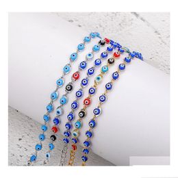 Charm Bracelets Crystal Bead Bracelet Bangles Enamel Gold Evil Blue Eye For Women Lucky Turkish Eyes Jewelry Gifts Drop Delivery Otayz Dh8P1