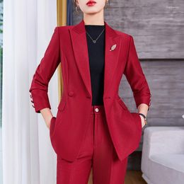 Women's Two Piece Pants Business Suits With And Jackets Coat For Women Blazers Feminino High Quality Fabric OL Styles Professional Trousers