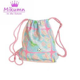 School Bags Portable Outdoor Sport Backpack Harajuku Y2k Cute Cartoon Printed Drawstring Shoulder Women Girls Chic Streetwear 230816