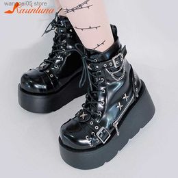Boots Platform Wedges Ankle Boots For Women Gothic Style Cool Vampire Cosplay Street Women Shoes Motorcycle Boots Comfy Big Size 43 T230817