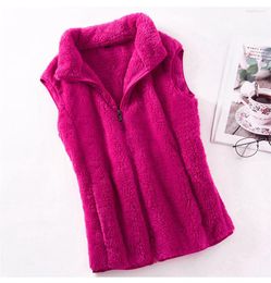 Women's Vests 2023 Spring Autumn Tank Top High Neck Zipper Sleeveless Jacket Warm Coral Fleece Double Sided Waistcoat