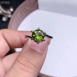 Cluster Rings Attractive Green Peridot Gemstone Ring 925 Sterling Silver Round Natural Gem Six Birthday Christmas Gift