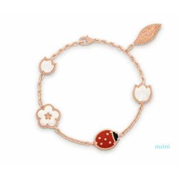 Charm Armbänder Designer 2021 Serie Marienkäfer Mode Klee Armreif Kette Hohe Qualität S925 Sterling Silber 18 Karat Roségold Für Frauen Gir DHSEQ