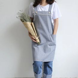 Japanese minimalist art coon kitchen home shoulder apron manicure baking flower shop clothes overalls