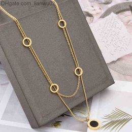 Pendant Necklaces Pendant Necklaces Double Layered Clover Pendant Necklace 18K Gold Stainless Steel Necklaces Jewelry for Women Gift Z230819