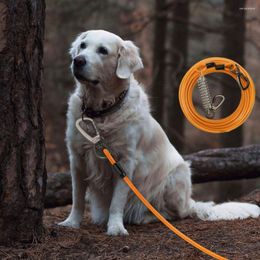 Dog Collars Stainless Steel Tie Out Cable Glue Coating Double-ended Leash Bite Resistant With Spring Running Rope