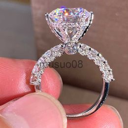 Band Rings Luxury White Cubic Zirconia Engagement Rings for Women Silver Colour Elegant Bride Wedding Party Accessories Gifts Trendy Jewellery J230817