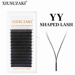 False Eyelashes XIUSUZAKI YY Shape Triple Tips Hand Woven Premium Soft Light Natural Eyelashes Extension Supplies Makeup Mesh Net Cross Lash HKD230817