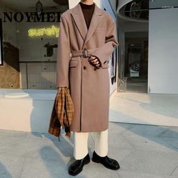 Men's Trench Coats NOYMEI Wool Overcoat Thickened Windbreakers Knee With Belt Fashion Autumn Winter Korean Style Male Clothing WA2276