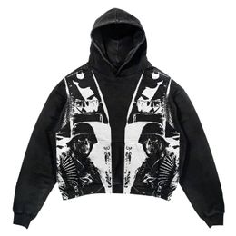 Men's Hoodies Sweatshirts Spring Autumn Men's Hoodies Gothic Letter Print Casual Skeleton Loose Chic Tops Vintage Y2K Harajuku 230816