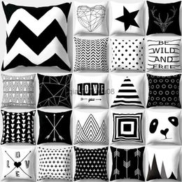 Pillow Case 45*45 Nordic Style Home Decor Black White Geometric Cushion Polyester Decorative case HKD230817