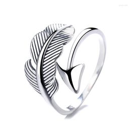 Cluster Rings A153JZFSILVER Silver 925 Fashion Trendy Adjustable Retro Lovely Angel Feather Cupid's Arrow Ring Girl Women Wedding Jewelry