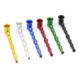 Tobacco Pipes Long Bamboo Metal Smoking Pipe Herb Tobacco Pipes Portable Creative Smoking Accessories 128mm Assorted Colours ZYY430 LL