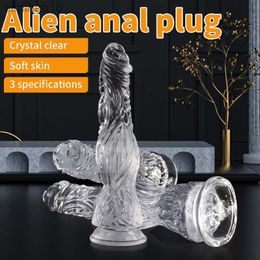 Anal Toys TPE Alien Dildo Transparent Penis Butt Plug Realistic Monster Cock With Strong Suction Cup For Women/Men Masturbation Sex Toys HKD230816