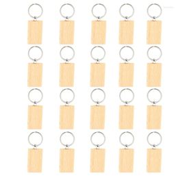 Keychains 20Pcs Blank Wooden Key Chain Diy Wood Tags Gifts Yellow Rectangle