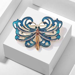 Brooches Female Rhinestone Cute Butterfly For Women Elegant Alloy Blue Enamel Insect Animal Brooch Safety Pins