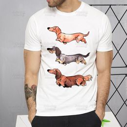 Erkekler tişörtleri dachshund teckel sevimli köpek tshirt baskı gömlek erkek moda tişört erkekler için rahat üstler kısa kollu