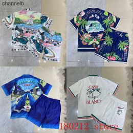 Men's T-Shirts Thin Fabric CASABLANCA TENNS CLUB Short Shirt Shorts Set Summer Men Women High Quality Casual Hawaii Beach Suit HKD230817