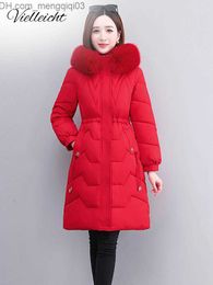 Women's Down Parkas Meilly Dolphin Loose Long Fur Hooded Puff Jacket Women's Thick Cotton Apron Coat Autumn and Winter Women's Warm Coat Z230817