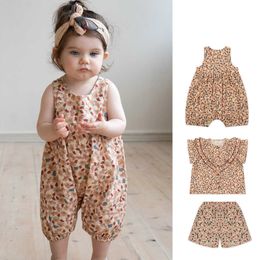 Clothing Sets Clothes for Girls Series Broken Flower Children's Clothing Mulberry Flower Lotus Leaf Sleeve Baby Cotton Strap Romper