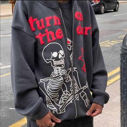 Men's Hoodies Sweatshirts Y2k Men Emo Streetwear Skeleton Hoodie Zip Up Sweatshirts Alt Fairy Grunge Korean Oversized Gothic Jacket Tops Hoodies Clothes 230815