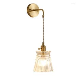 Wall Lamp Scandinavian Home Led With Battery Switch Brass Glass Sconce For Bathroom Kitchen Bedside Light Indoor Decor E27