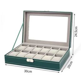 Jewellery Boxes Watch Box 6/10/12 Grids PU Leather Watches Display Case Jewellery Holder Storage Organiser With Lock 230816