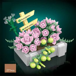 Blocks Hot selling bouquets small grains flowers meaty household decorations flower arrangement assembled blocks R230817