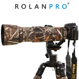 Camera bag accessories ROLANPRO Camera Lens Coat Camouflage Rain Cover For Nikon AF-S 200-500mm F5.6E ED VR Protective Case Guns Sleeve Lens's Hood Cap HKD230817