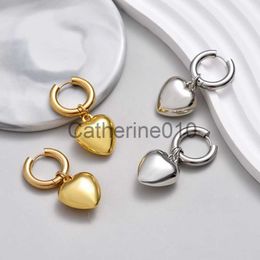 Charm New Stainless Steel Hoop Heart Pendant Earrings For Women Statement Solid Circel Gold Silver Black Colour Earrings Jewellery Gift J230817