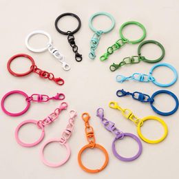 Keychains 10/20pcs DIY Candy Color Keyring Connector Baking Paint Lobster Buckle Split Keychain Metal Key Chain Ring Accessories