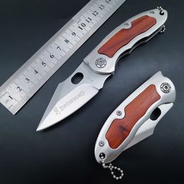 Small Folding Knife Keychain Pocket Camping Knife Wood Keychain Blades Outdoor EDC Cutter