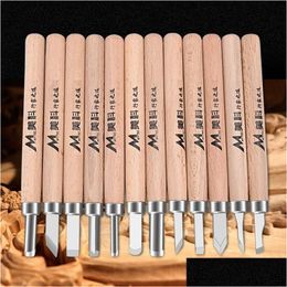 Professional Hand Tool Sets Woodworking Carving Chisel Knife Carpenter Hobby Arts Crafts Sk2 Steel Nicking Cutter Graver Gouges With Dhelq