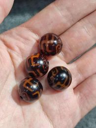 Loose Gemstones 50pcs/lot Natural Pattern Agate Dzi Wholesale 14mm Prayer Beads Retro Accessories Jewellery Diy Bracelet Taki