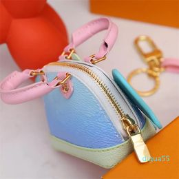 Women's cartoon key chain Fashion shell bag keychain coin purse Brown Print Classic Key chain Bag Pendant Accessory